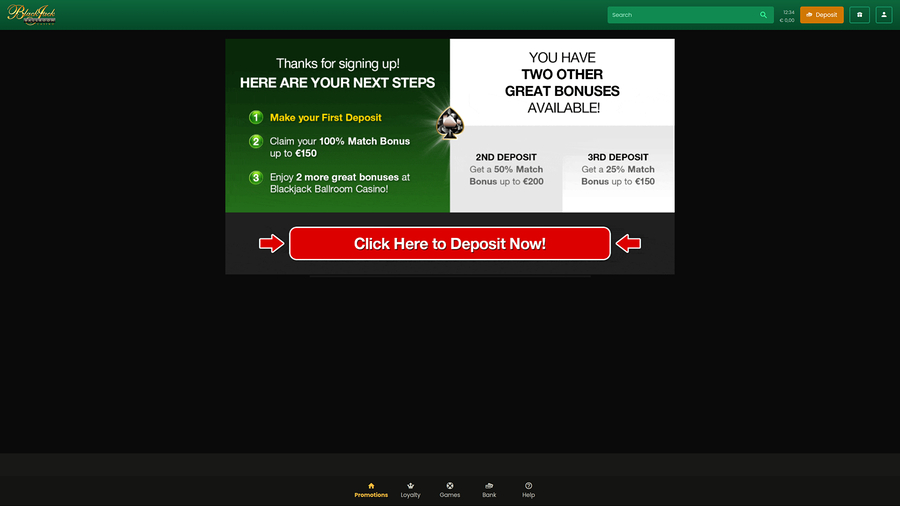 Blackjack Ballroom Desktop Promotions