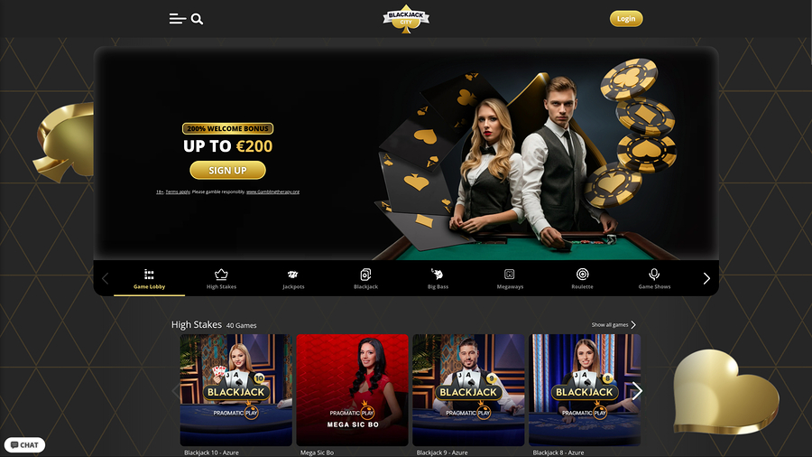 BlackJack City Casino Desktop Homepage