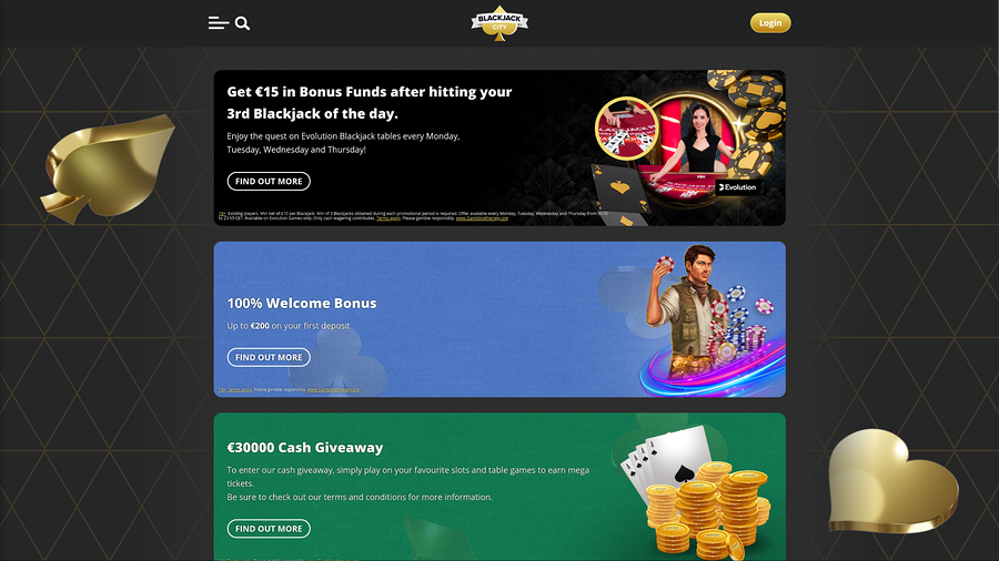 BlackJack City Casino Desktop Promotions