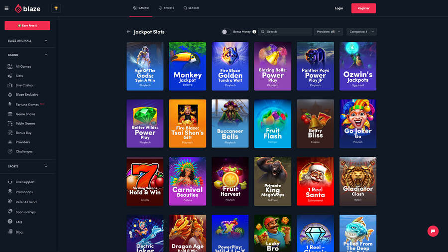 Blaze Casino Desktop Jackpot