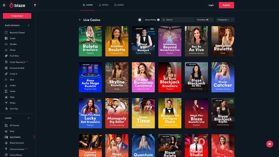 Blaze Casino Desktop Live Dealer