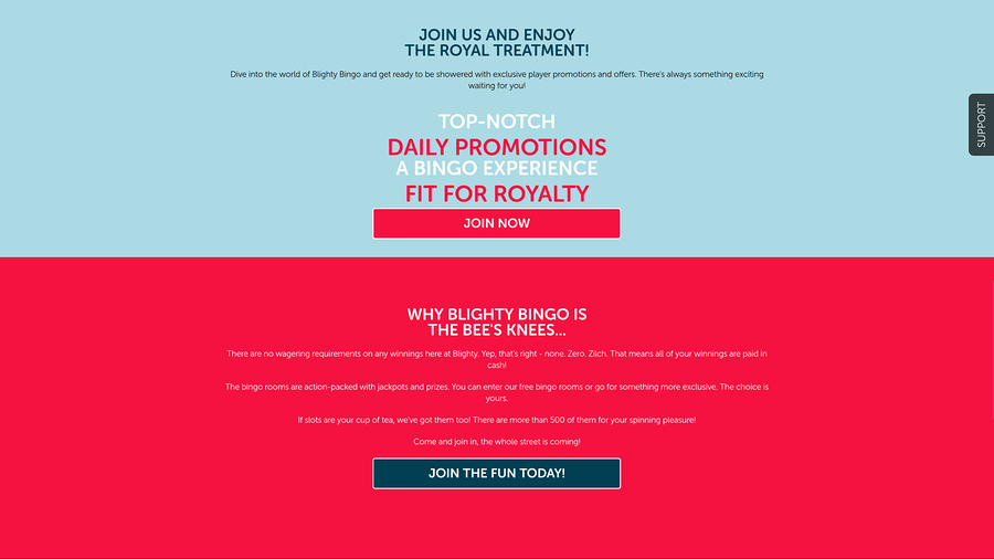 Blighty Bingo Casino Desktop Promotions