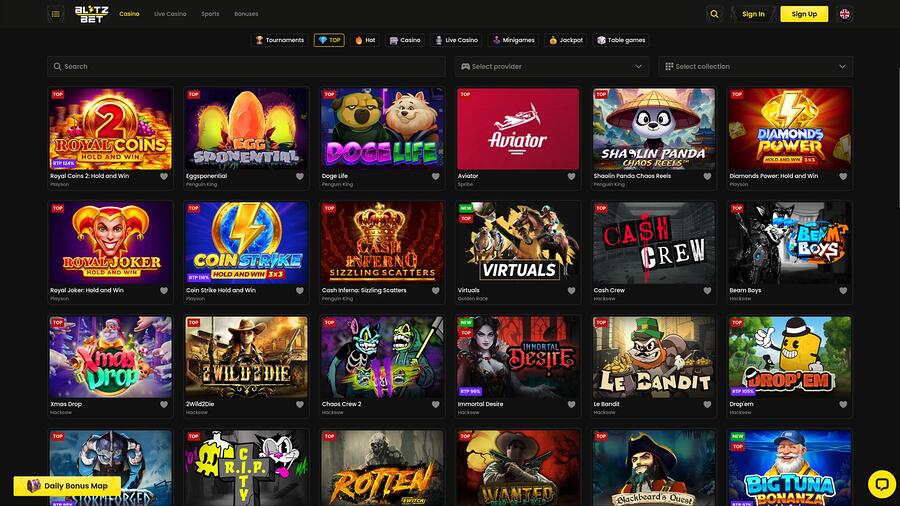 Blitzbet Casino games page