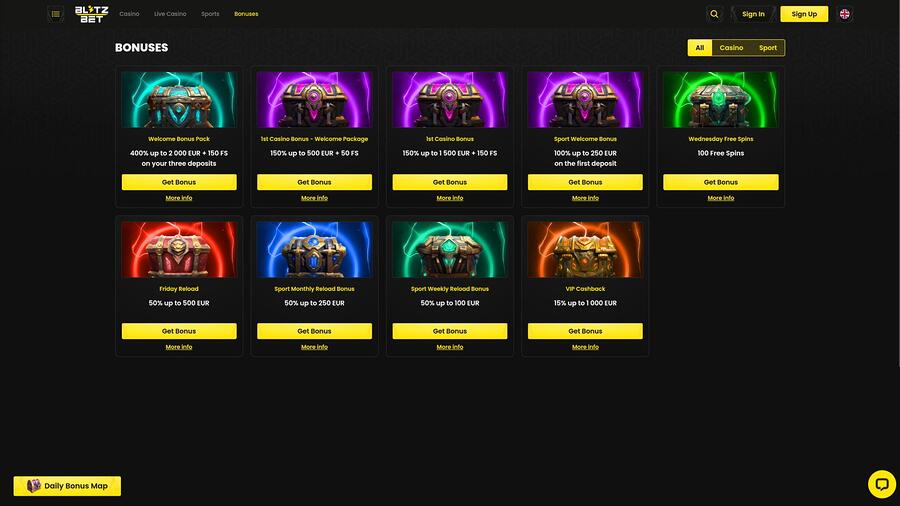 Blitzbet Casino promotions page