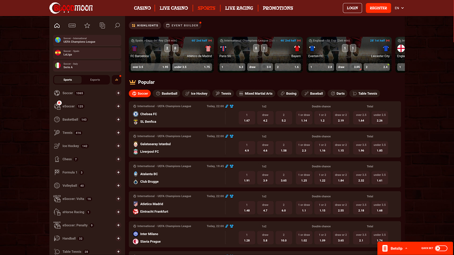 Blood Moon Casino Desktop Sports