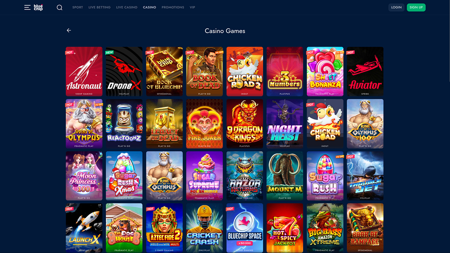 BlueChip Casino Desktop Games