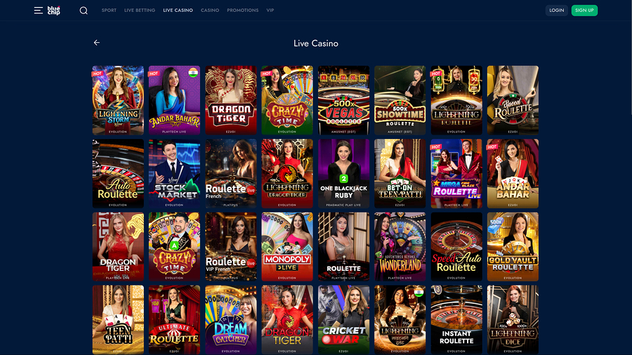BlueChip Casino Desktop Live Dealer