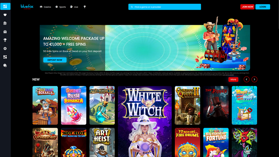 Blue Fox Casino Desktop Homepage