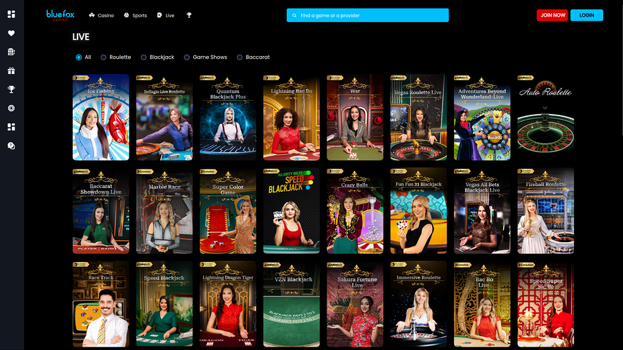 Blue Fox Casino Desktop Live Dealer