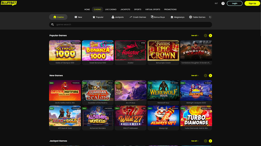 BluffBet Casino Desktop Games