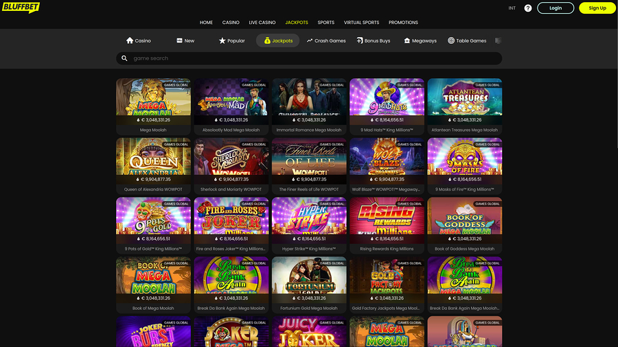 BluffBet Casino Desktop Jackpot