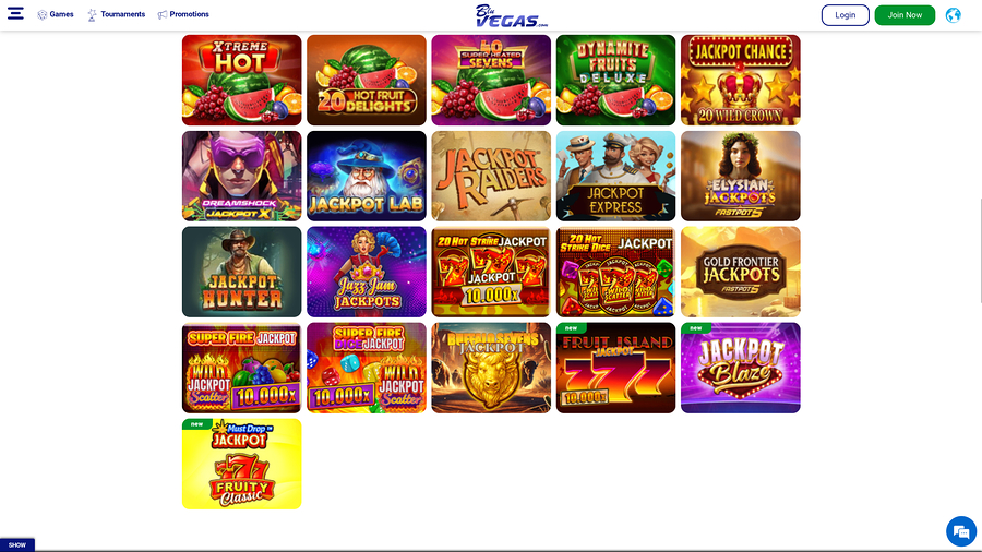 BluVegas Casino Desktop Jackpot