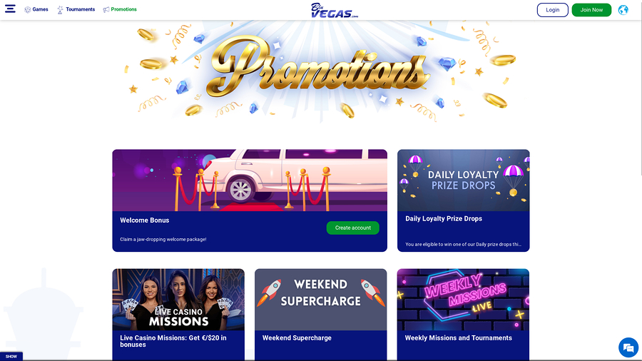 BluVegas Casino Desktop Promotions