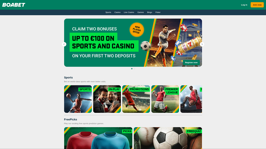 Boabet Casino Homepage