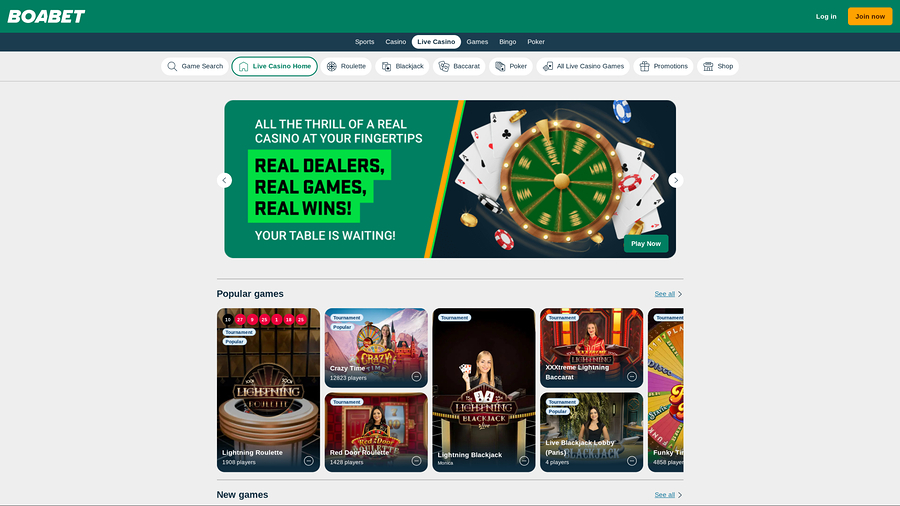Boabet Casino Live Dealer