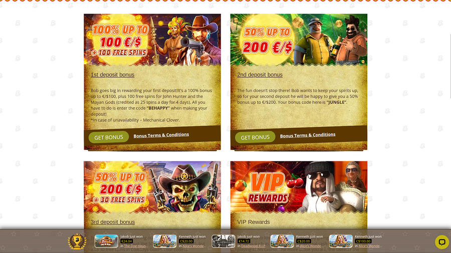 Bob Casino Desktop Promotions
