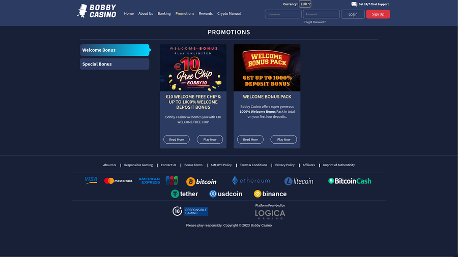 Bobby Casino Desktop Promotions
