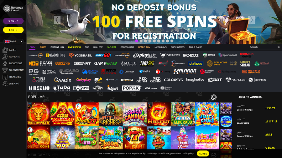 Bonanza Game Casino Desktop Homepage