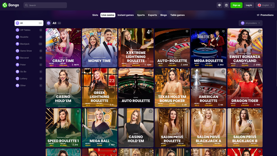 Bongo Casino Desktop Live Dealer