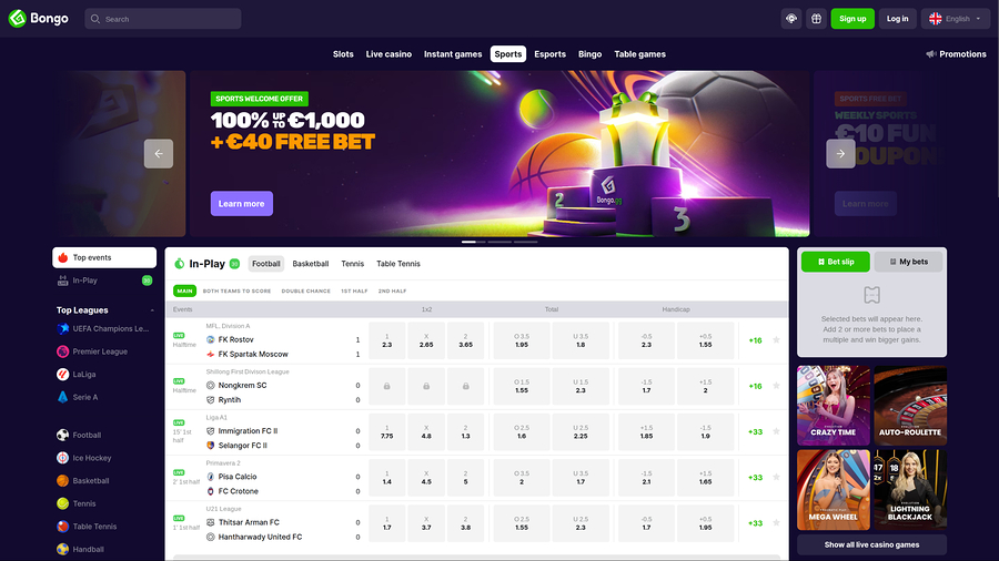 Bongo Casino Desktop Sports