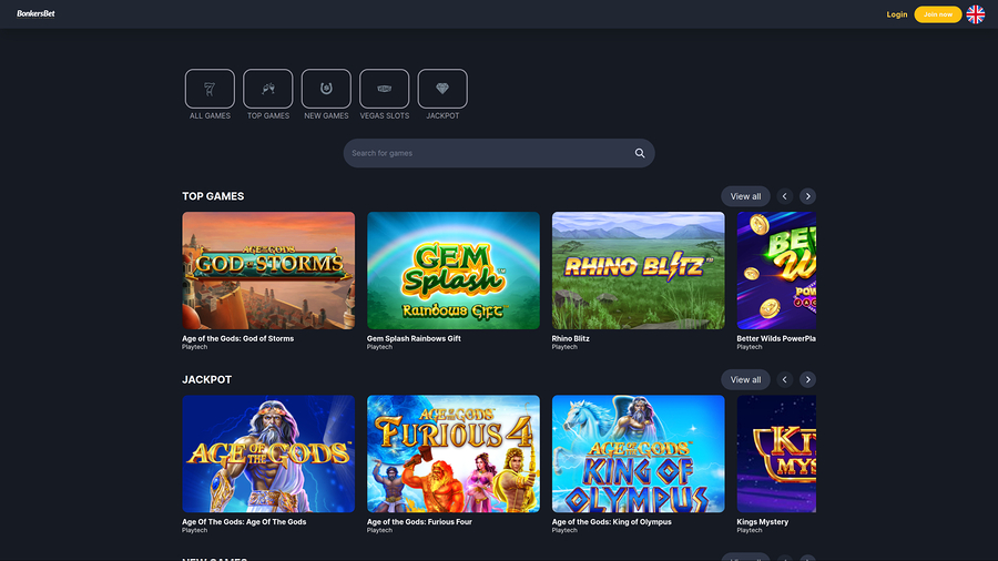 BonkersBet Casino Desktop Homepage