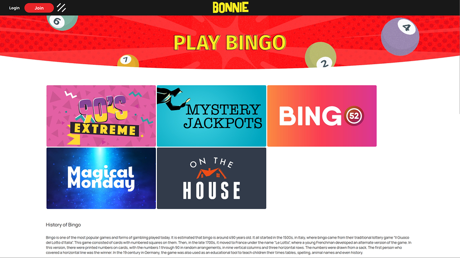 Bonnie Bingo Desktop Bingo