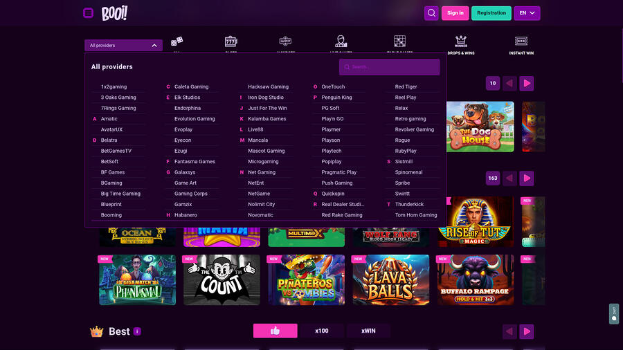 Desarrolladores de juegos de Booi Casino para escritorio