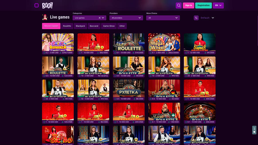 Crupier en vivo de Booi Casino para escritorio