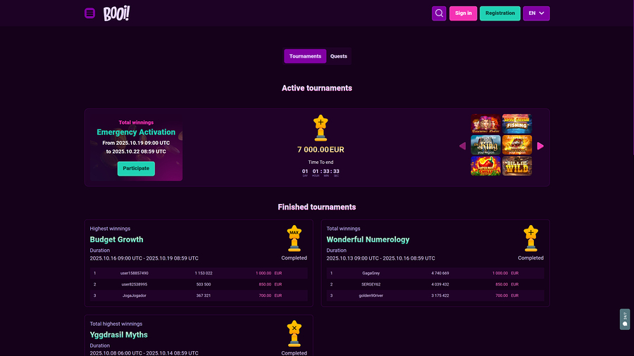 Torneos de Booi Casino para escritorio