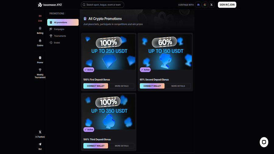 Promotions screenshot of Bookmaker for Desktop