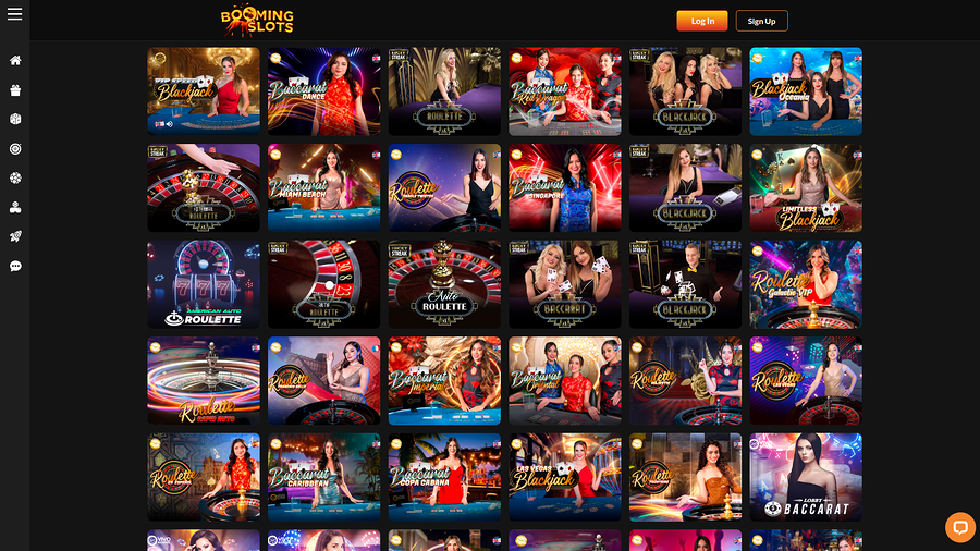 BoomingSlots Casino Desktop Live Dealer
