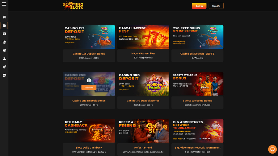 BoomingSlots Casino Desktop Promotions