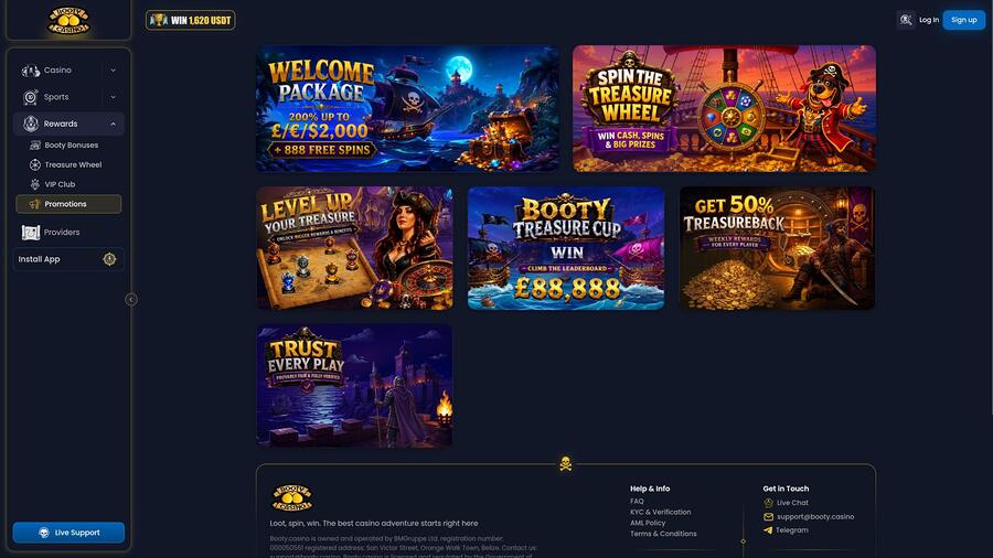 Booty Casino promotions page