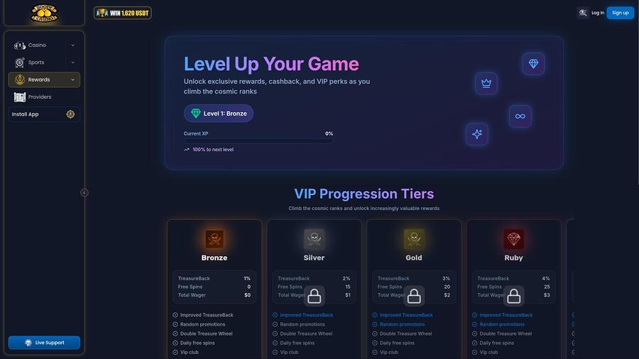 Booty Casino VIP page