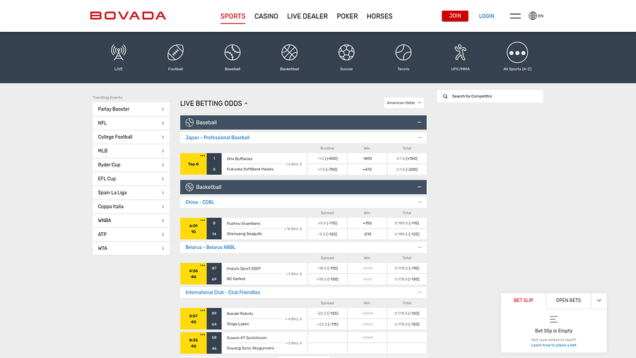 Bovada Casino Desktop Sports