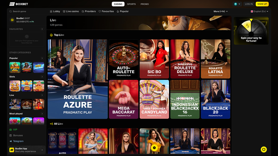 BoxBet Casino Desktop Live Dealer