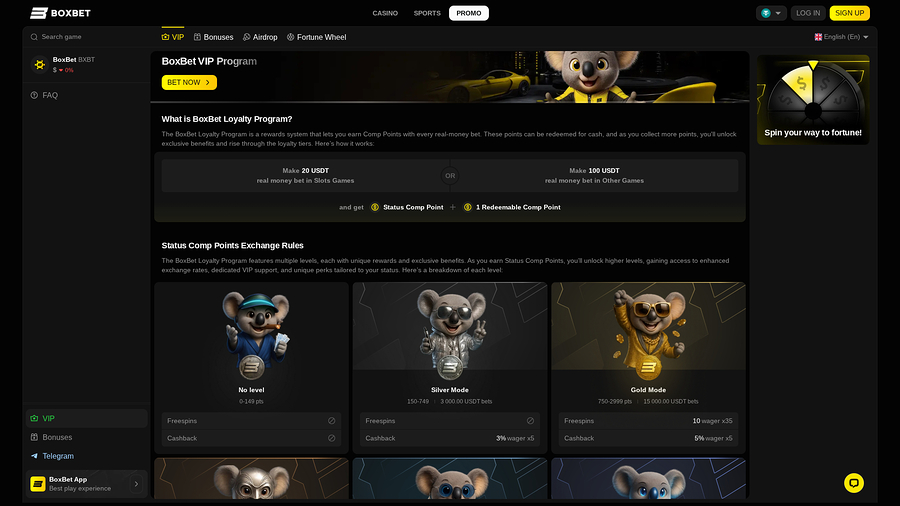 BoxBet Casino Desktop VIP Program