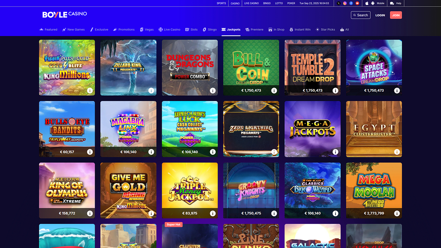 BoyleSports Casino Desktop Jackpot