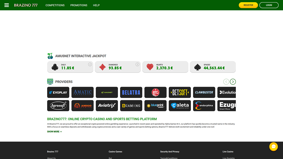 Brazino777 Casino Desktop Game Developers