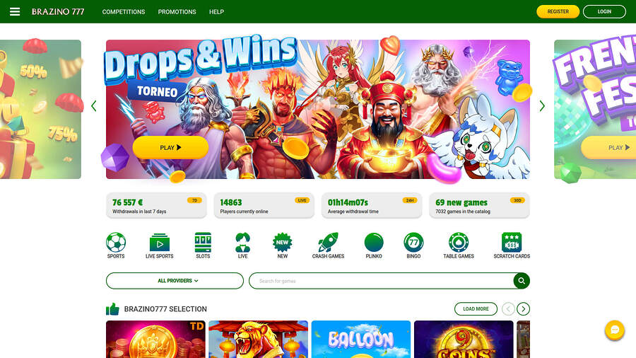 Brazino777 Casino Desktop Homepage