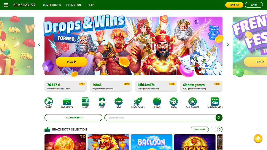 Brazino777 Casino Desktop Homepage