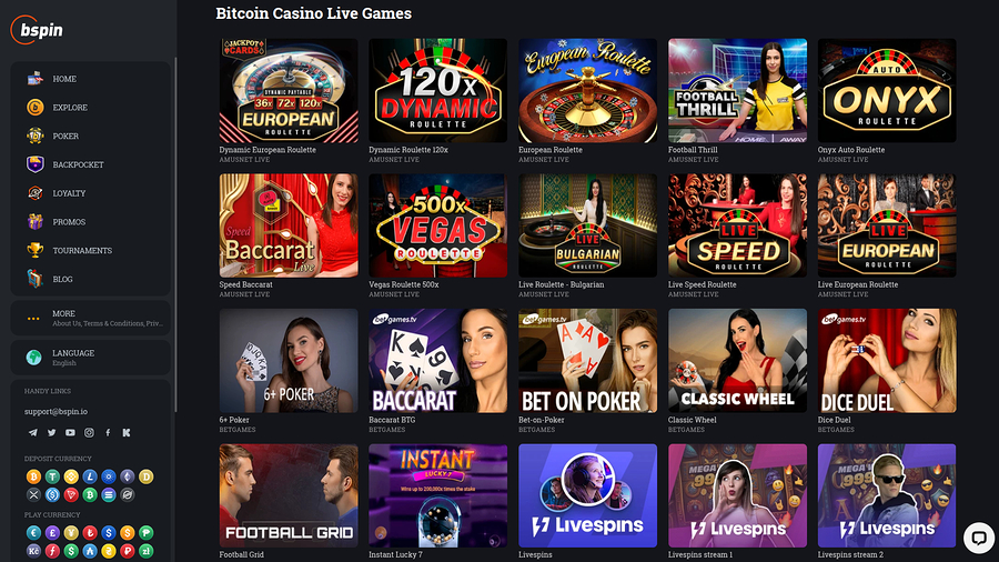 Crupier en vivo de escritorio de Bspin.io Casino