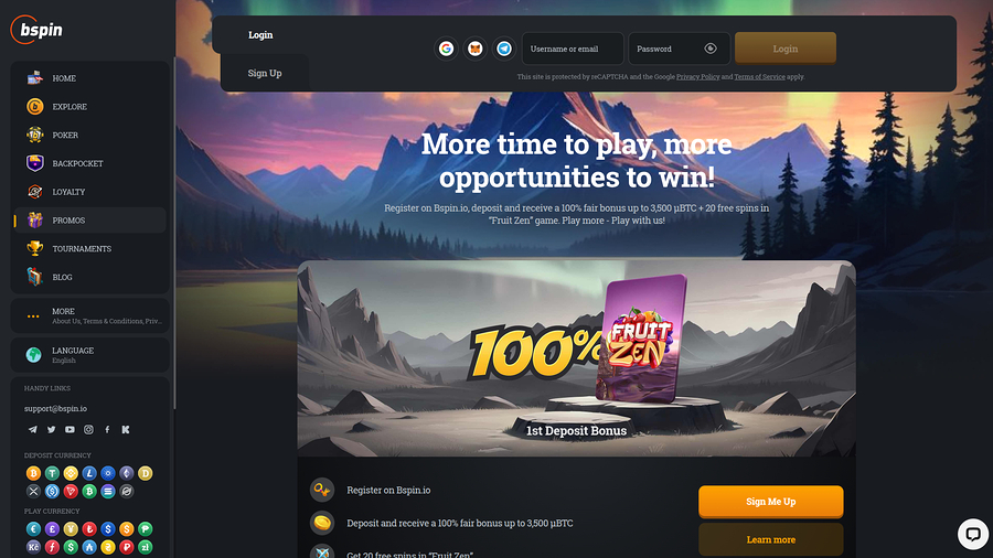 Promociones de escritorio de Bspin.io Casino
