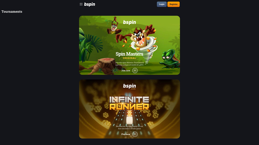 Torneos de escritorio del casino Bspin.io