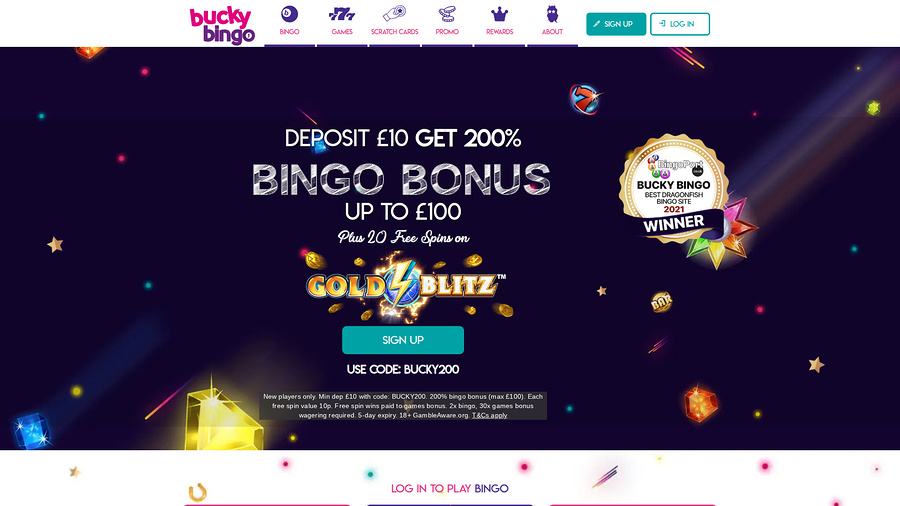 Bucky Bingo Desktop Homepage