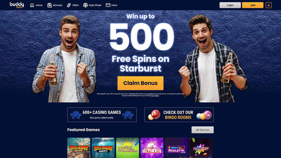 Buddy Slots Casino Desktop Homepage