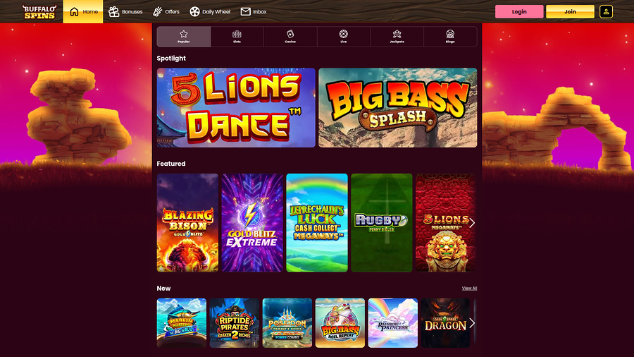 Buffalo Spins Casino Desktop Games