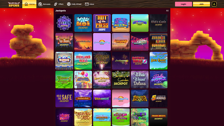 Buffalo Spins Casino Desktop Jackpot