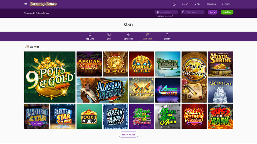 Butlers Bingo Desktop Games