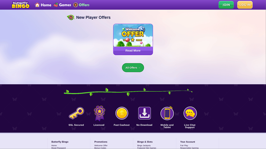 Butterfly Bingo Desktop Promotions